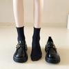 Platform British Style Black Small Leather Shoes New Autumn and Winter Mary Jane Velvet