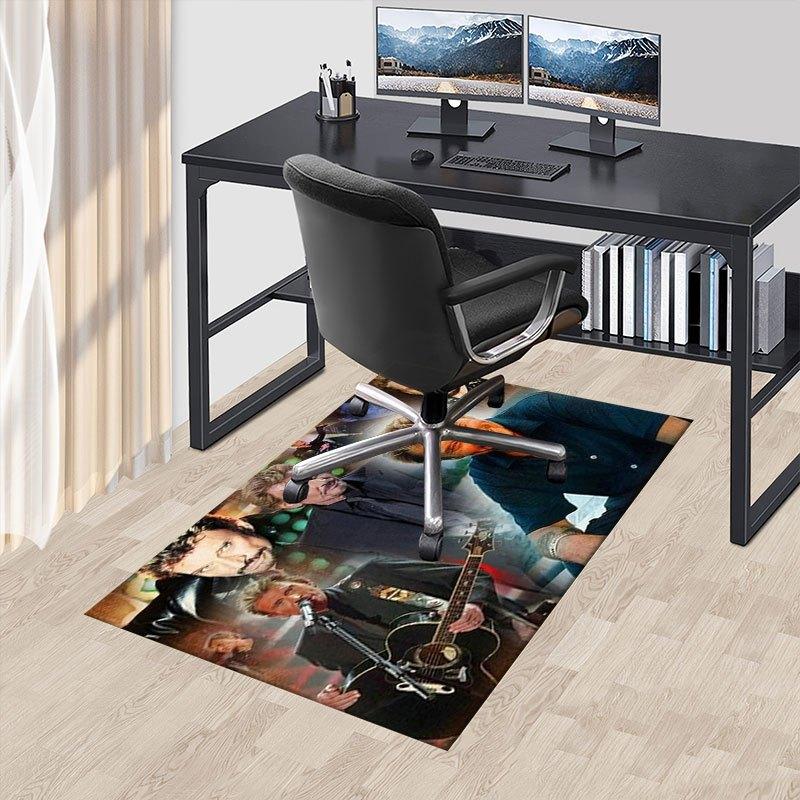 Johnny Hallyday Poster Collage - Music Legend Art PrintOffice Mat Perfect for Home Decor Office Desk Chair Rugs Chair Carpet for office Poly