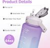 2L Water Bottle With Straw Large Capacity Sports Water Bottle Travel Fitness Sports Portable Drinking Bottles With Time Marker