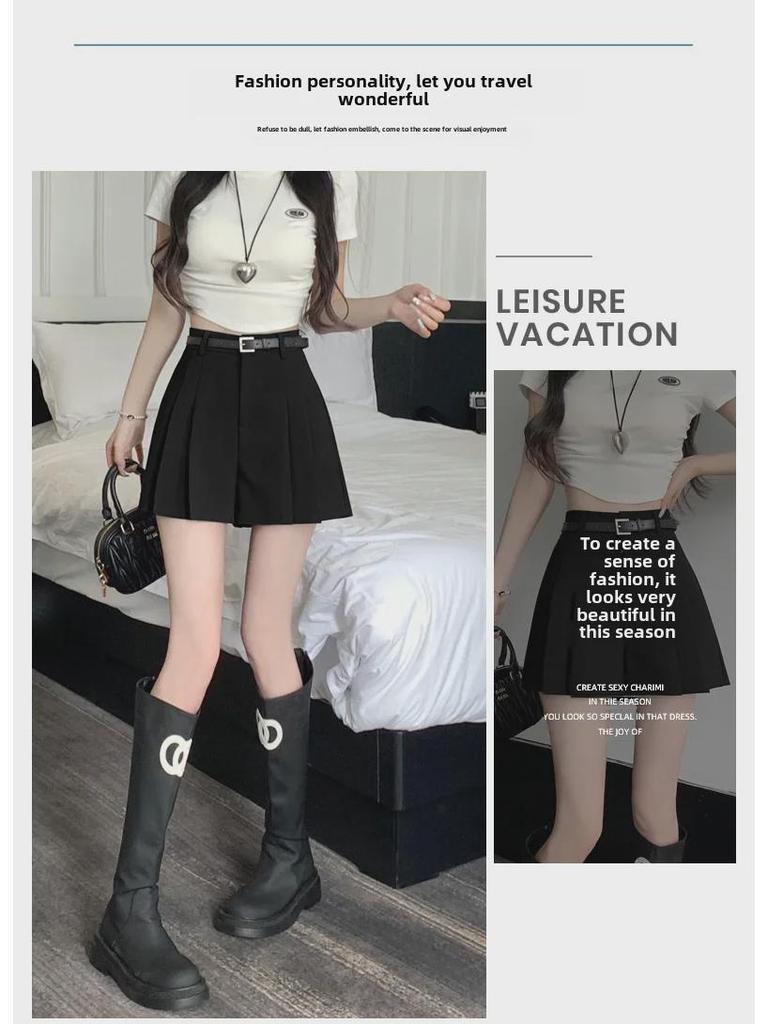 Women's Gray Chiffon A-Line High Waist Wide-Leg Skort – Lightweight, Slim-Fit, Summer Casual