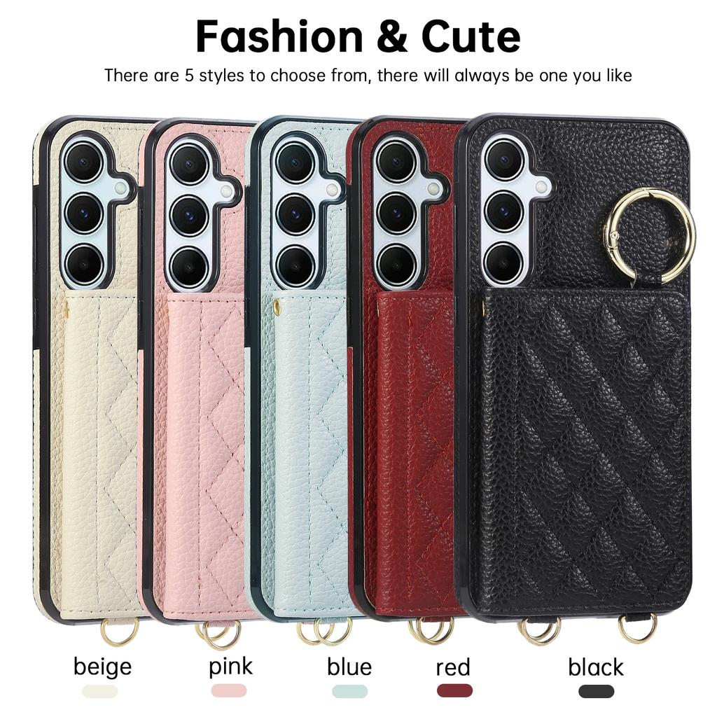 Crossbody Wallet Phone Case for Samsung Galaxy S25 Edge Ultra A56 A36 A25 A16 S24 S23 FE S22 Plus S21 S20 A06 A55 A54 Lanyard