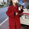 Autumn and Winter Cashmere Coat Loose Red High-end Medium and Long Wool Toast Dress Double-sided