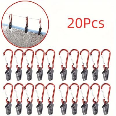 20Pcs Windproof Clamp Set Survival Grommet Tent Clips Buckle Awning Tarp Fixed Outdoor Camping Tent Accessories Plastic Hook