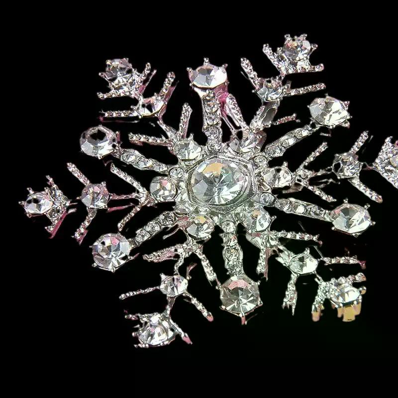 Broches de Copo de Nieve de Pedrería de Lujo de Moda Para Ropa de Mujer Abrigo Joyería Accesorios Regalos