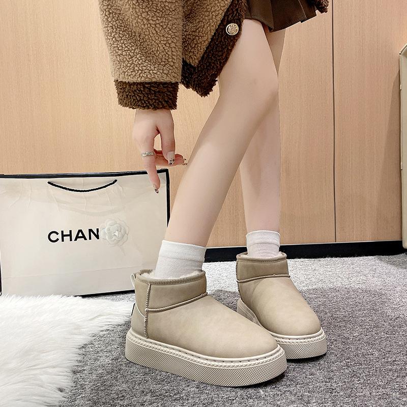 Large size thick-soled snow boots women's 2024 new retro fashion temperament casual boots comfortable large cotton boots