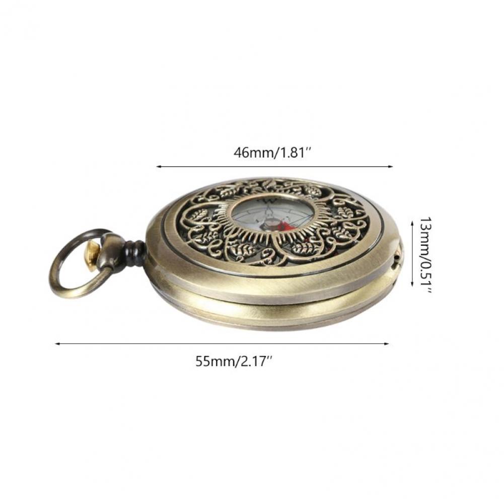 360° Vintage Bronze Pocket Direction Finder, Portable Metal Mini Navigator for Outdoor Hiking Camping Navigation Adventure Travel Use