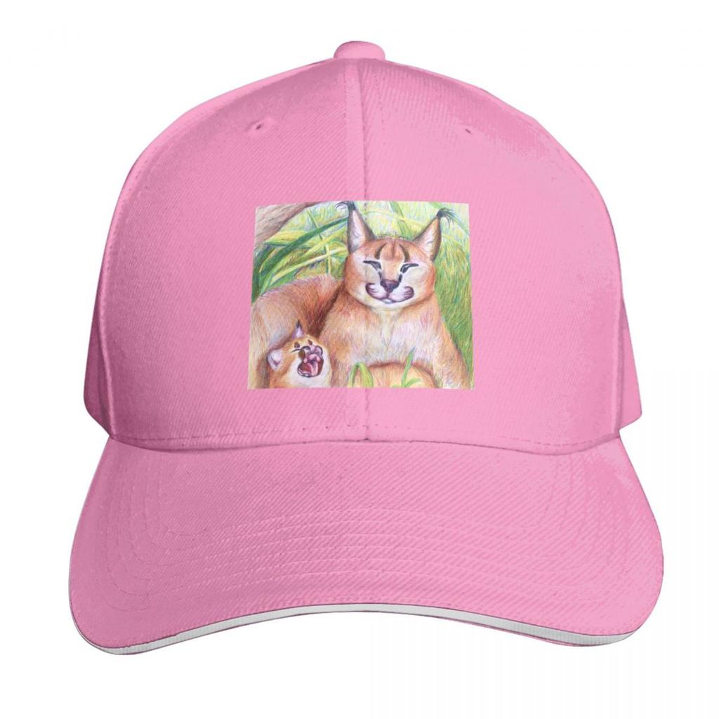 Happy Floppa Baby and Mom Caracals Baseball Cap Hood Rave Big Size Hat Anime Hat Womens Hats Unisexs