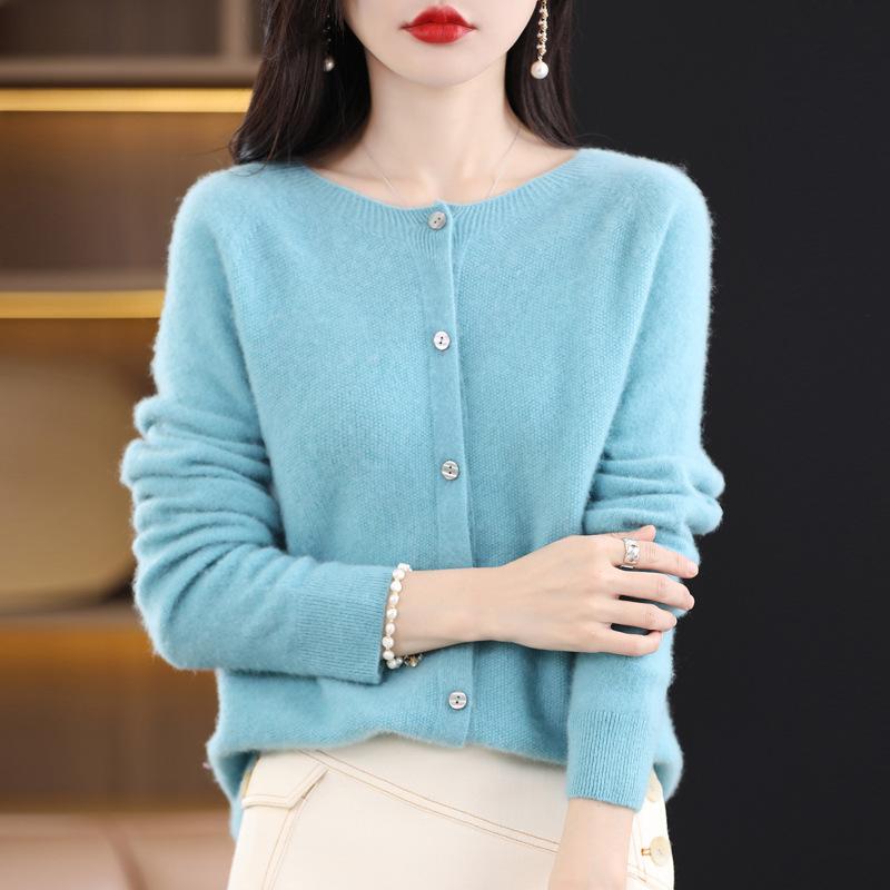 Women Cardigan Super Warm Sweaters O-neck Loose Female Clothes Ladies' Solid Color Knitwear Tops Plus Size