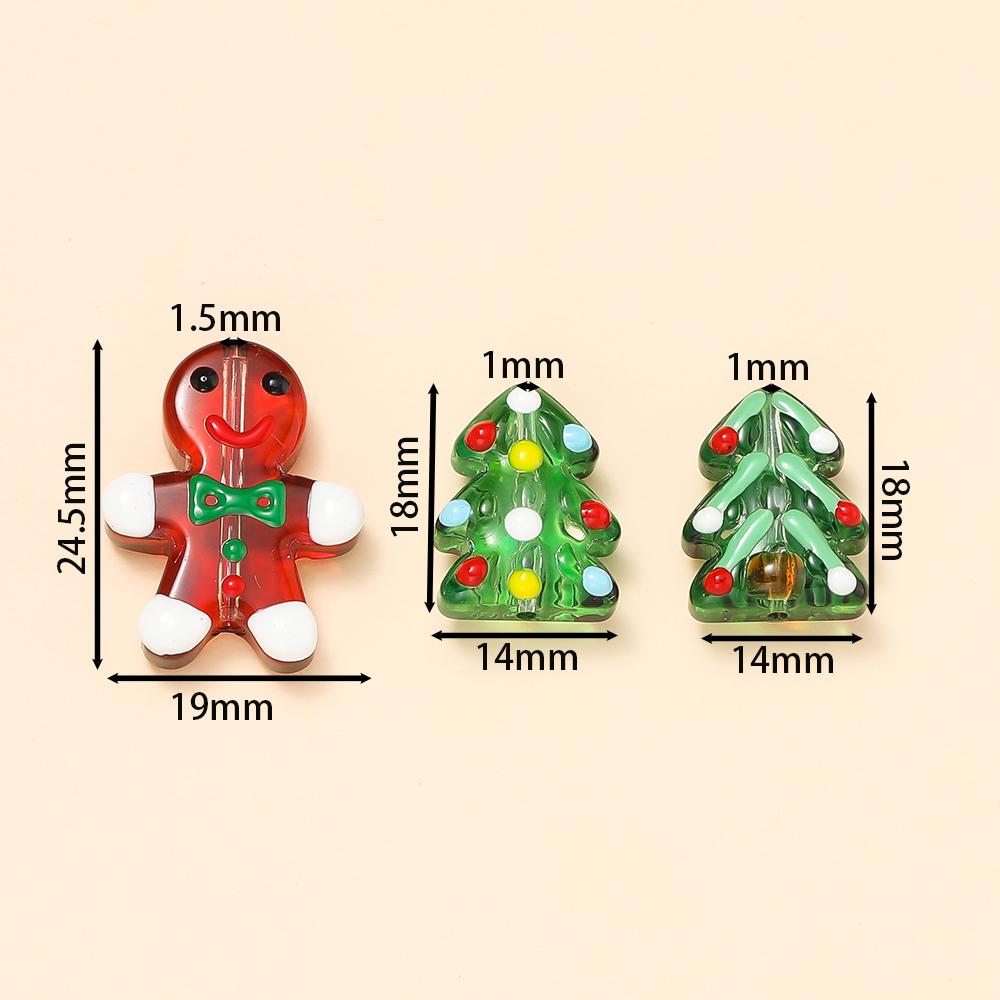 1pcs Glass Gingerbread Man Beads Christmas Tree Spacer Bead for Christmas Decoration DIY Jewelry Making Accessories