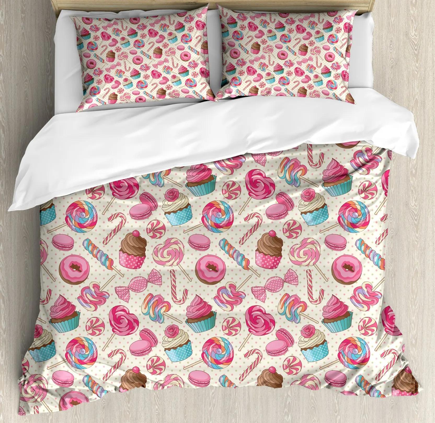 

Kawaii Donut Duvet Cover Set Colorful Sweet Doughnut Bedding Set Delicious Dessert Pink Purple Comforter Cover Girls Room Decor EU King(240x220cm)