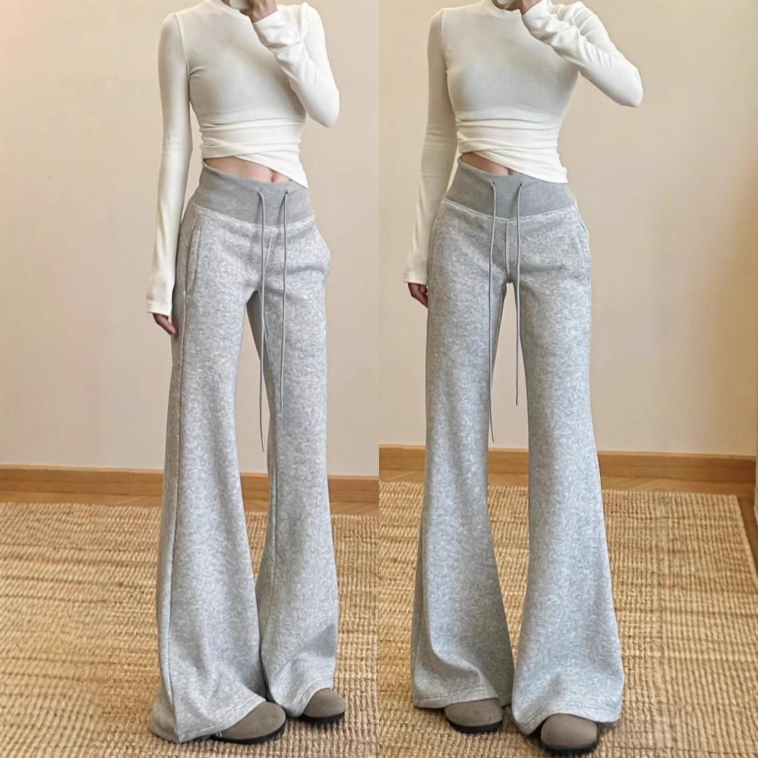 

Women s High-Waisted Micro-Flared Sweatpants: 2026 Spring Style, Slimming, Loose, Drawstring, Straight & Wide-Leg, Casual & Sporty. XL [125-140 lbs]
