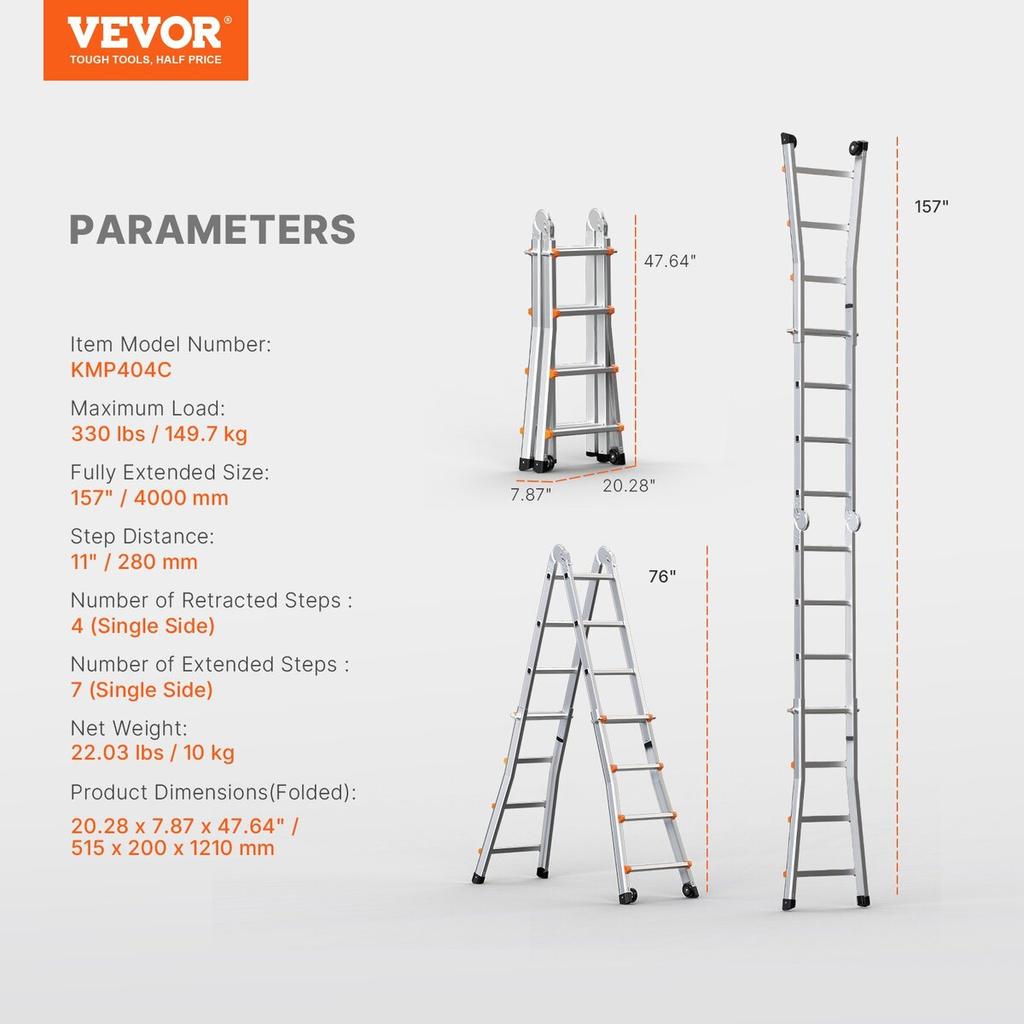 Telescoping Ladder A Frame 13 FT Extension Multi-Function for Homework