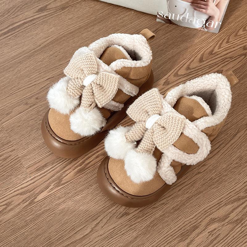 Cute cartoon Shirley Mei snow boots women's 2025 winter new models wear comfortable thickened Velcro velvet cotton shoes
