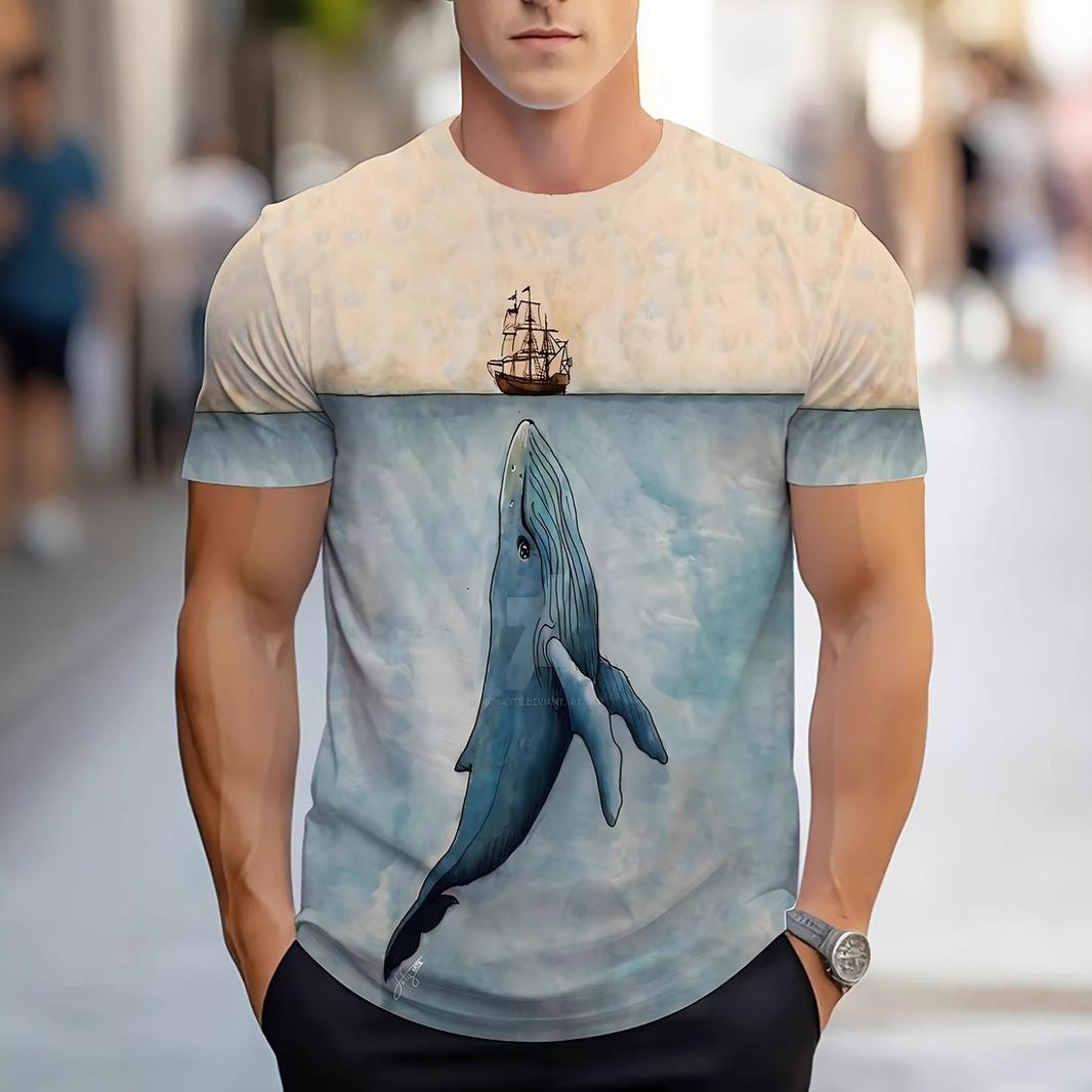 

Simple and gradual change 3D printed short-sleeved T-shirt sports breathable men s clothing 6XL