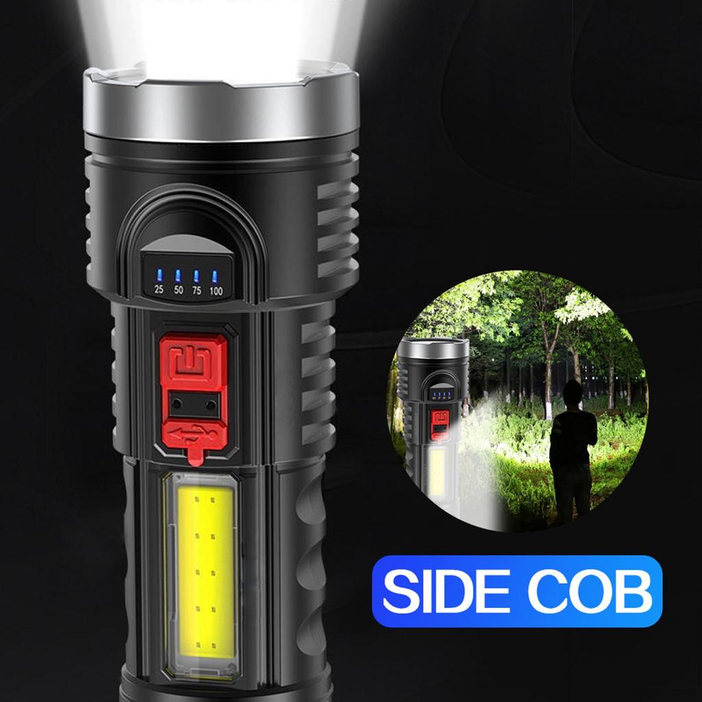 Portable LED Torch Zoom Torch Built-in Battery Camping Powerful Outdoor Torch