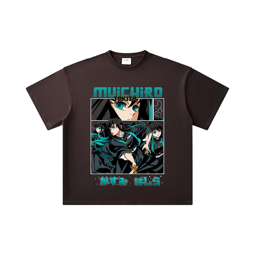260 GSM Double Yarn 32 Count 100% Cotton Demon Slayer V8 Mitsuri Print Unisex Heavy Cotton T Shirt