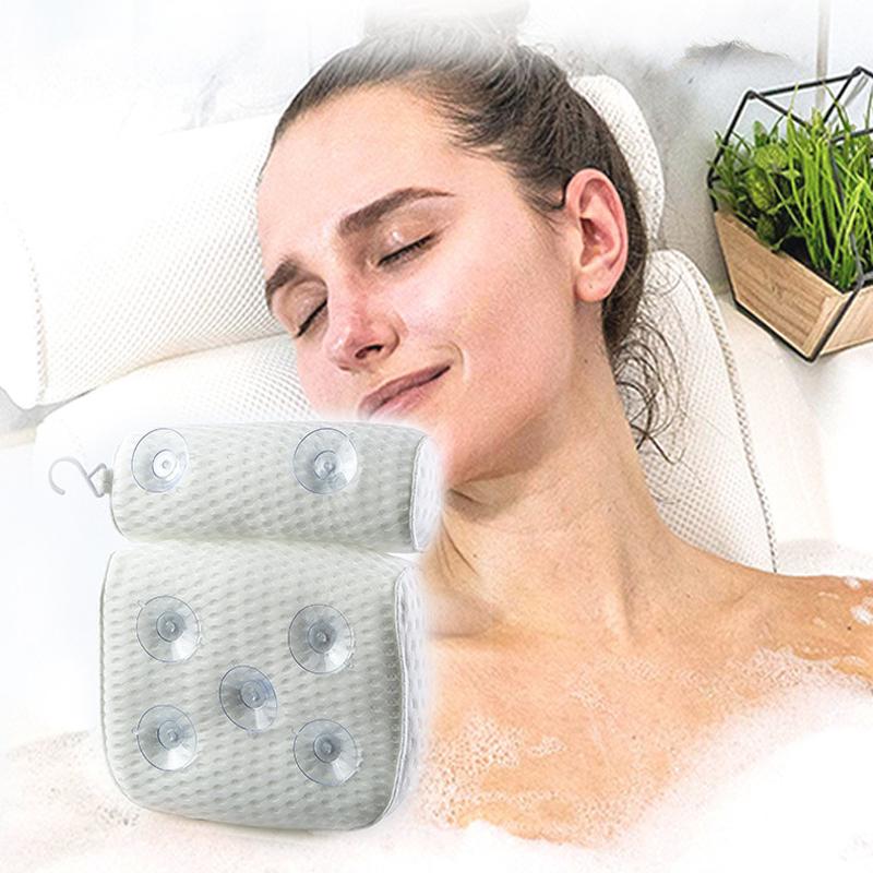 Luxury Spa Bath Pillow Cushion Premium Waterproof 4D Mesh Neck Back Comfortable
