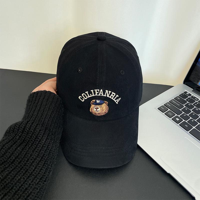 Cute Bear Baseball Cap Male Big Head Circumference Student Versatile Cap Spring and Summer Face Small Sun Protection Visor
