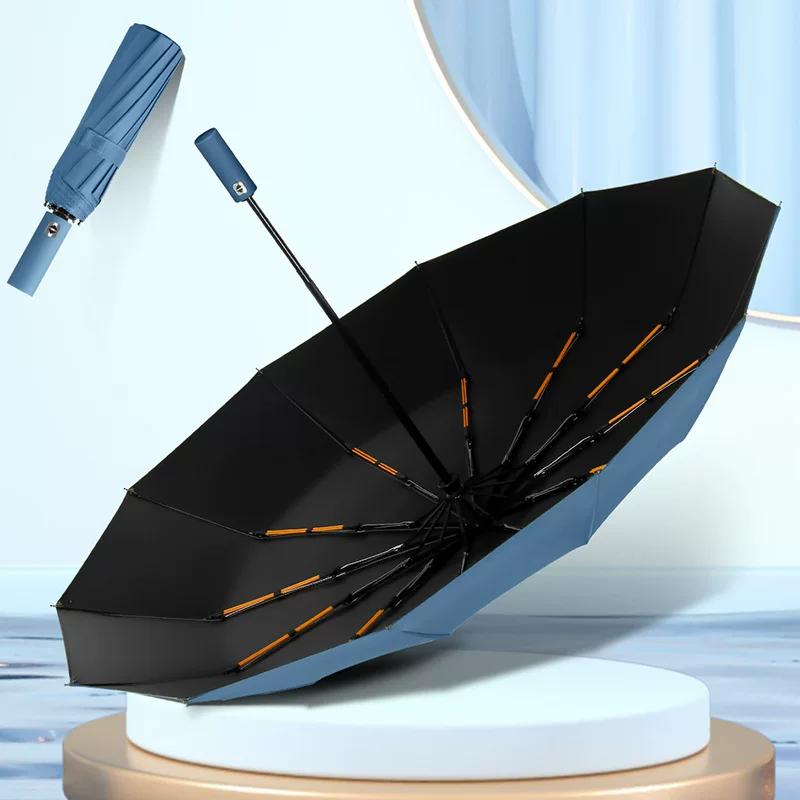 24-Rib Fully Automatic Umbrella for Two People, Dual-Purpose for Sun and Rain, Business Sunshade Umbrella with Double Ribs, Suitable for Mass Printing