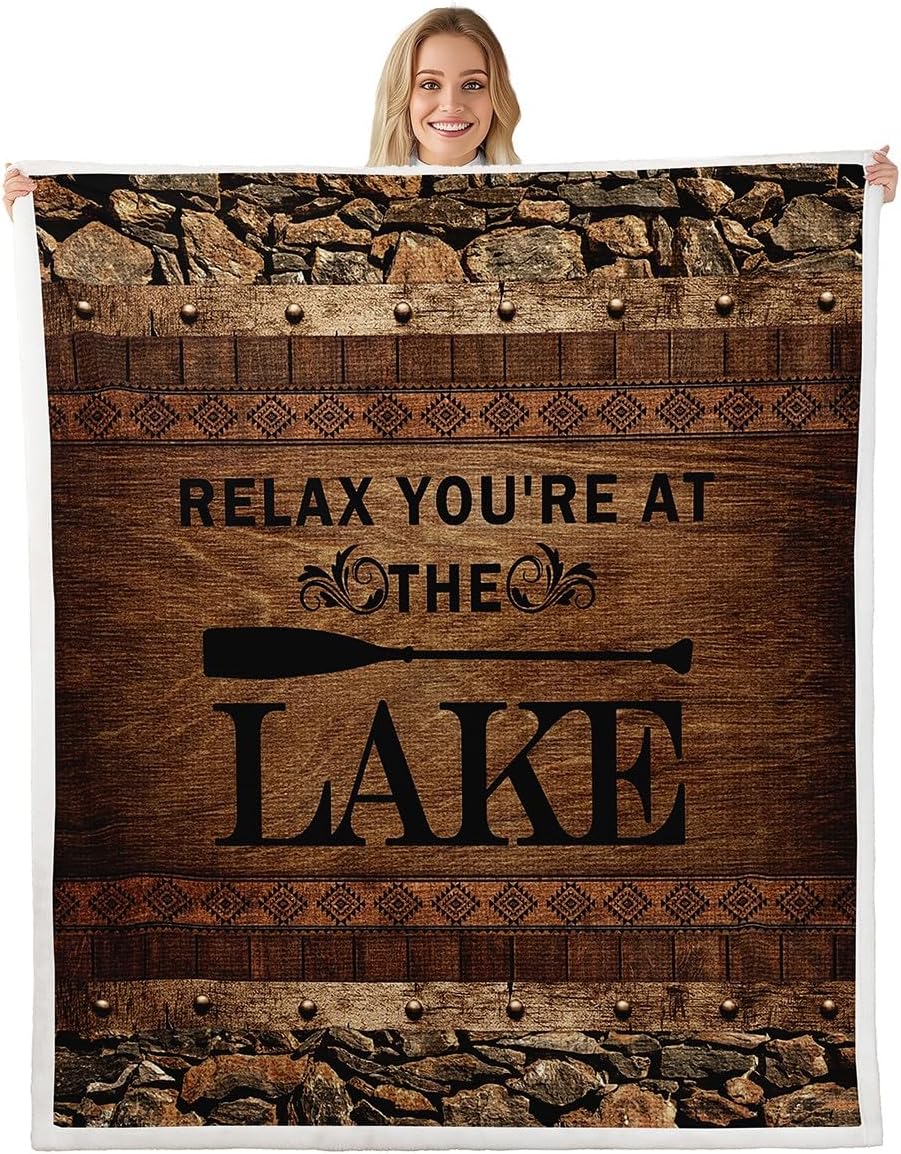 

Manfei Lake House Throw Blanket Brown Wooden Print Soft Fleece Rustic Farmhouse Decor for Couch Bed Kids Room x Inches 100x150cm
