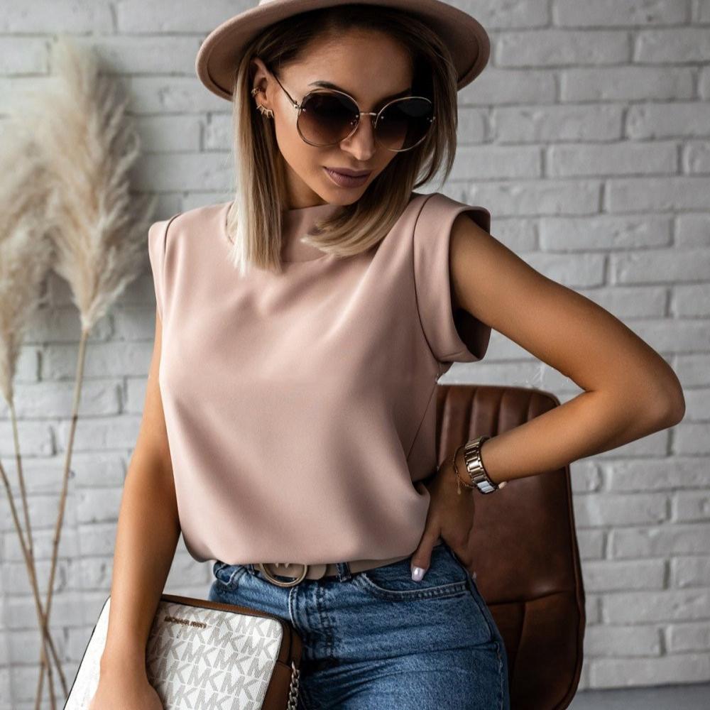 BITCED Dámský letní jednoduchý top s límečkem a potiskem rtů