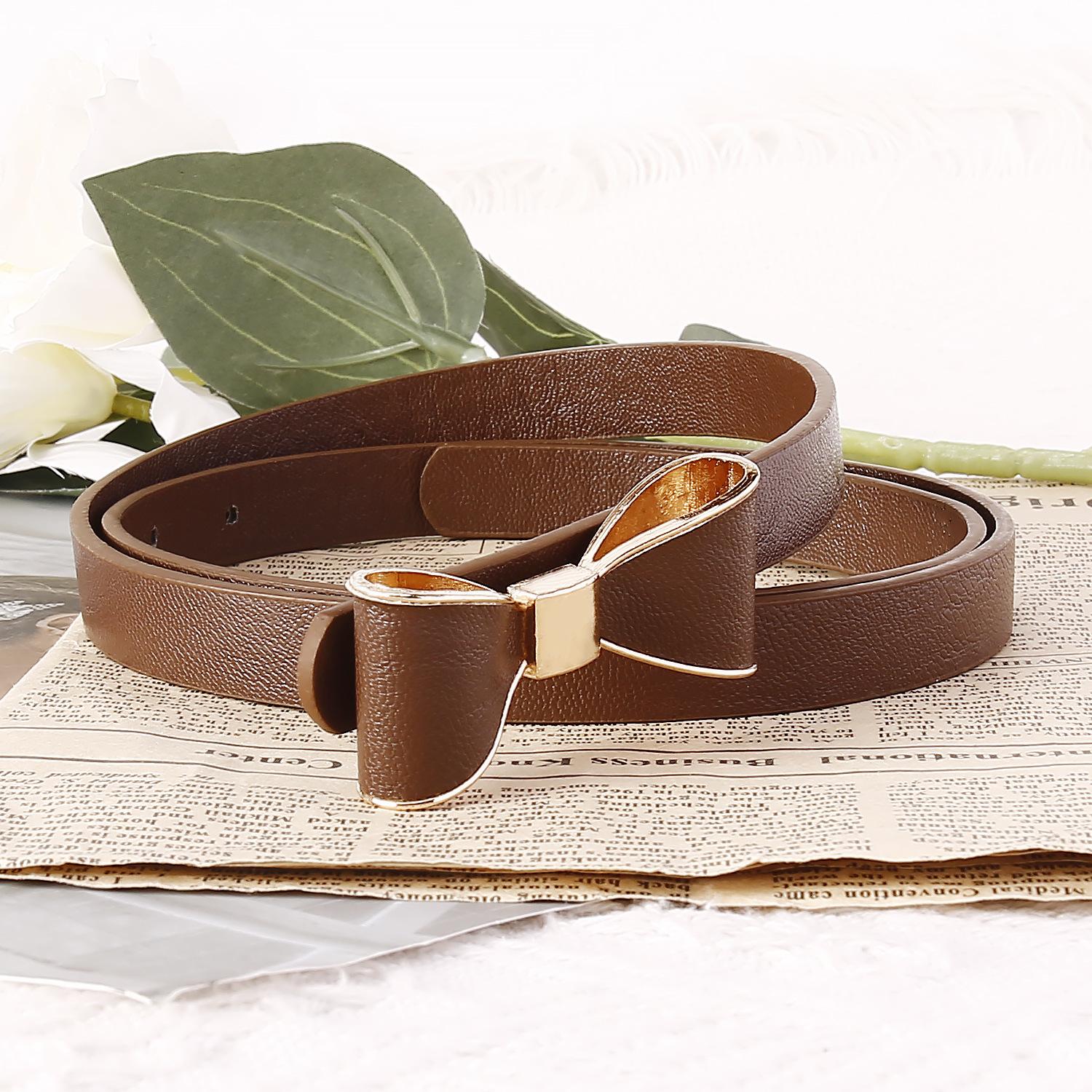 

Маленький пояс для женского платья, украшение, простой тонкий женский пояс, юбка-бантик конфетного цвета 120cm темно-коричневого