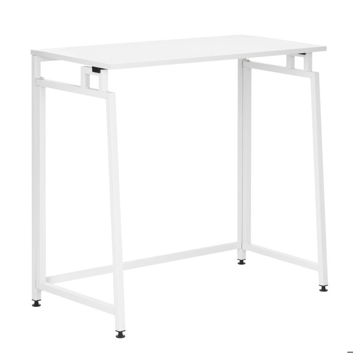Bureau d'ordinateur pliable - SPRINGOS - 80 cm - Blanc - Design minimaliste - Structure en métal