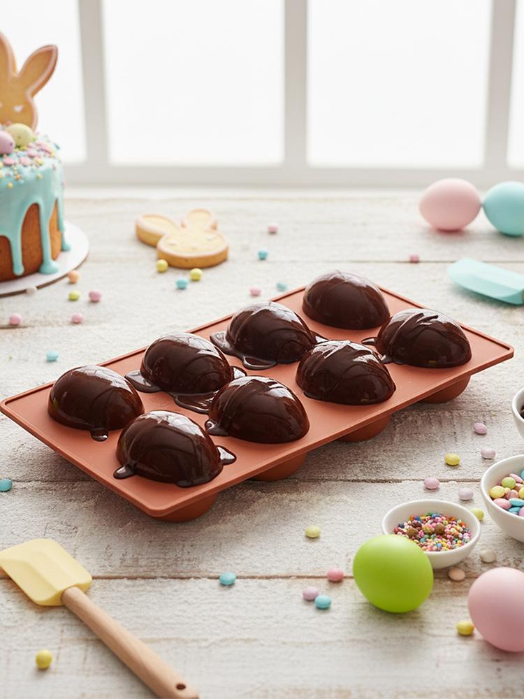 8-Cavity Easter Egg Shape Silicone Molds Baking Supplies Egg Shaped Silicone Molds for Cake Decorating Chocolate Candy