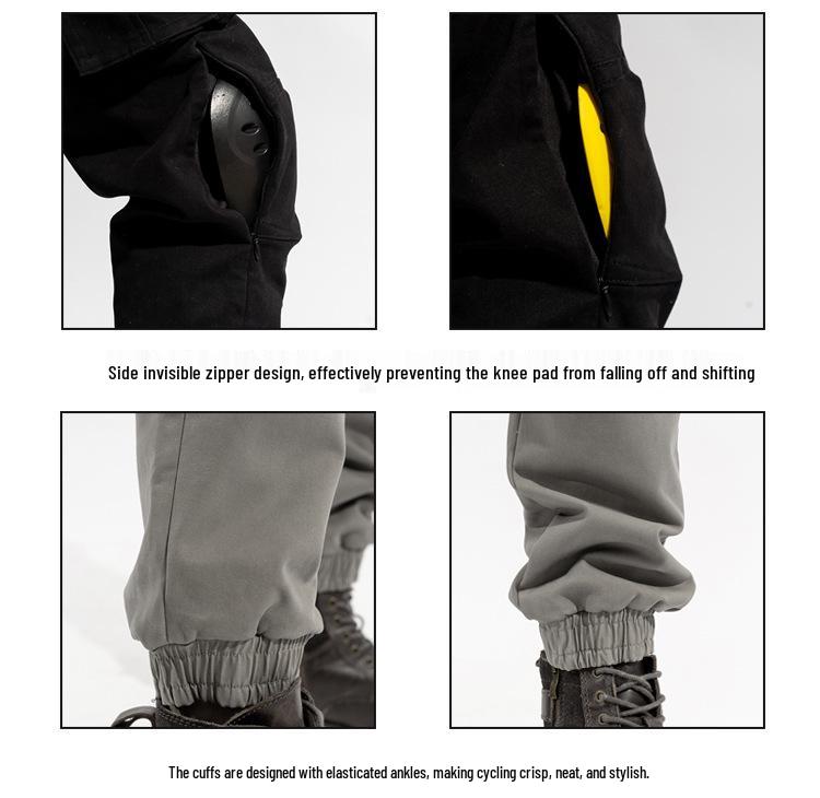 Men's Winter Windproof Motorcycle Fleece Riding Pants - Slim Fit, Anti-Fall Racing Joggers.