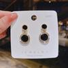 Korean Style Trendy Black Zircon Disc Earrings In 925 Silver for Women