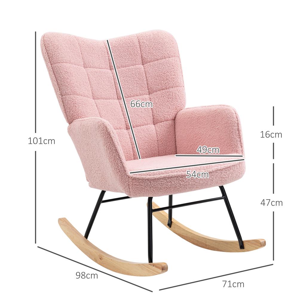 Retro Design Rocking Chair Solid Wood Armchair Relaxation Chair 98 Cm X 71 Cm X 101 Cm Pink