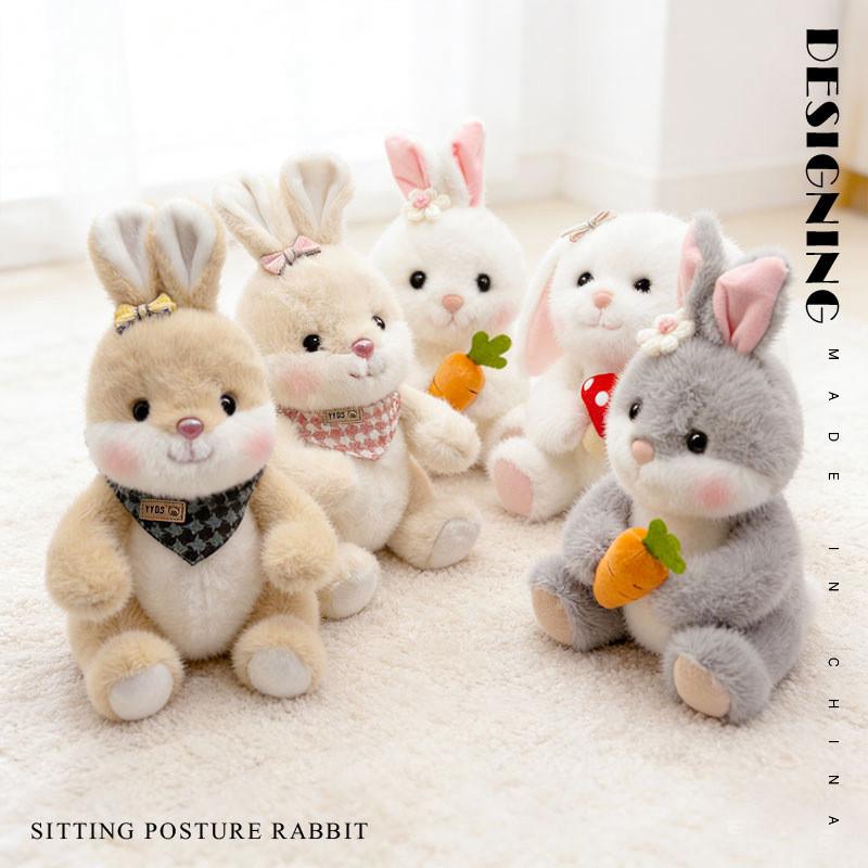 Plush Bunny Toy With Scarf And Carrot Design For Kids Gift Collection