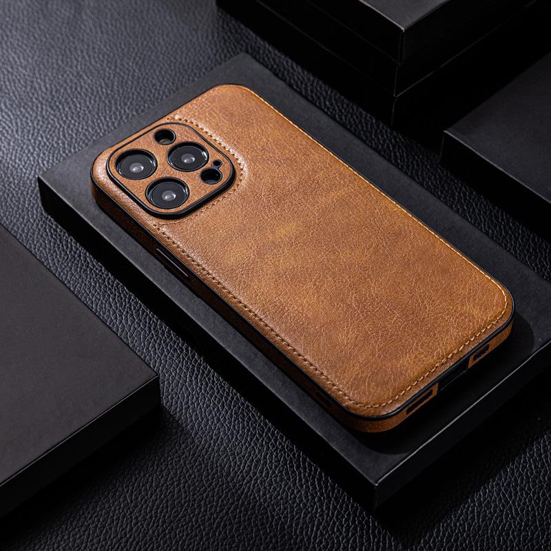 High-Grade Leather Case for iPhone 12-15 Pro Max - Premium Feel, Drop-Proof Design, Leather Grain Finish