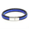 European Men Fashion Black Blue Leather Braided Bracelet Magnetic Clasp Charm Bangles Bracelet