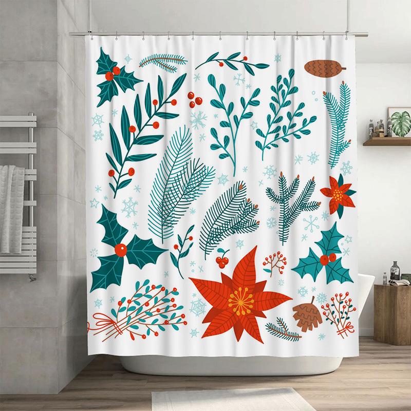 

Tu Botanical Shower Curtain Tropical Greenery Leaf Print Nature Decor Bathroom Fabric Liner Vintage Farmhouse Style Home Accent W60H190(CM)-1 Pcs