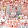 Ouddy Life 21st Birthday Decorations for Her - Rose Gold Party Supplies for Women Girls, Pink Happy Banner, Fringe Curtain, Butterfly Balloons