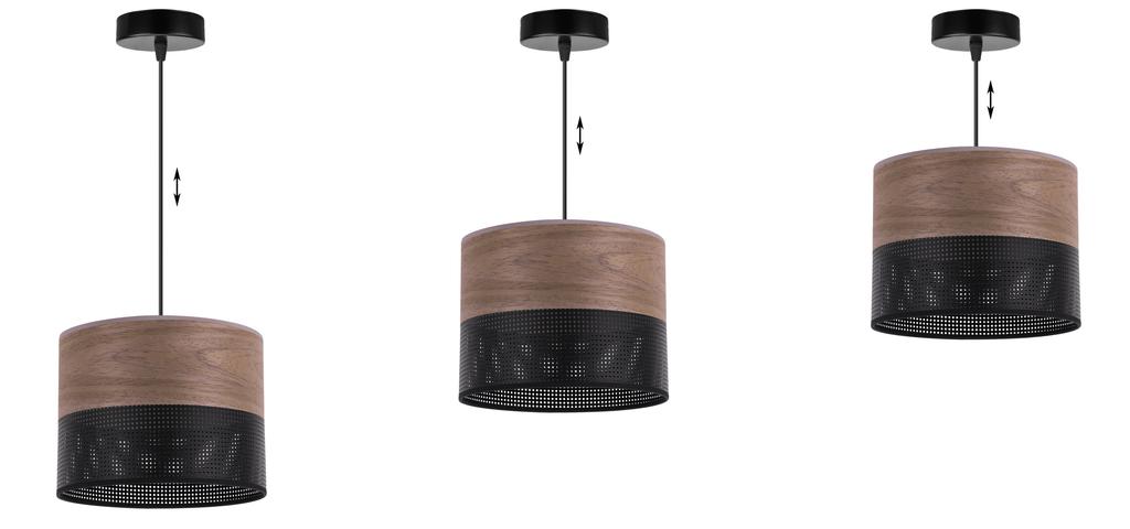 Single Hanging Lamp, Walnut Veneer Lampshade 20Cm