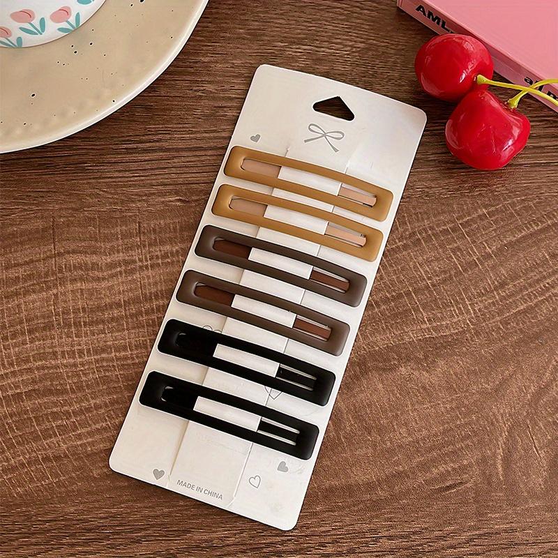 

6pcs Simple Matte Hair Clips Set, Iron Snap Barrettes for Women, Hollow Design, for Securing Bangs & Flyaways, with Makeup Styling Tools