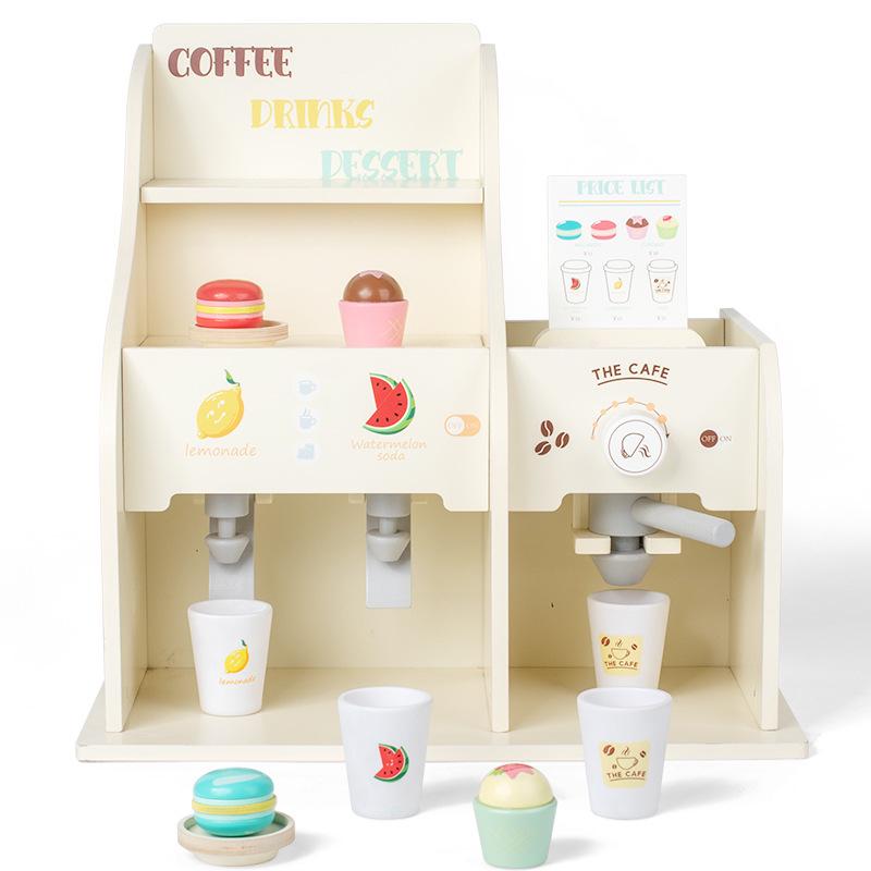 Wooden Toy Coffee & Milk Tea Maker - Parent-Child Interactive Kitchen Playset
