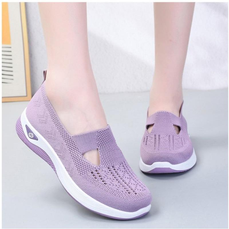 Fashion Women's Spring/Summer New Breathable and Comfortable, Mom's Single Shoes, Soft Sole, Casual Mesh Hollow Women's Shoes