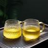 Heat-Resistant Hammered Glass Mug with Handle for Milk, Coffee, and Flower Tea