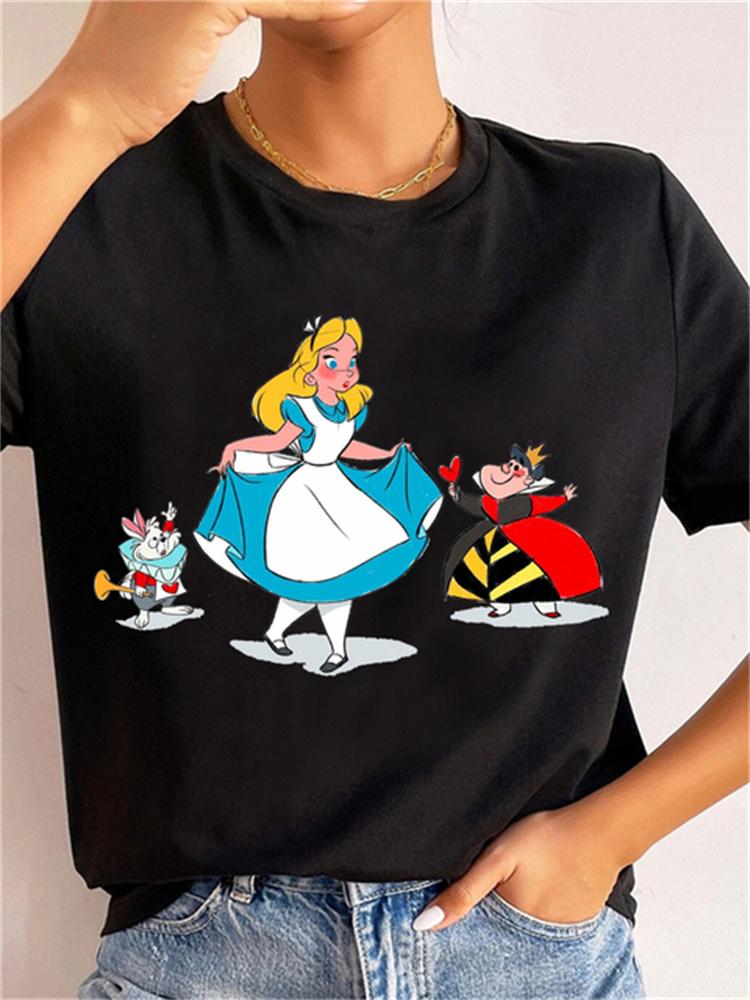 MINISO Disney Princess Women Clothes Snow White and The Seven Dwarfs Womens Trend Harajuku Short Sleeves Tshirt Cute
