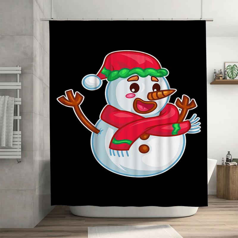 

Tuniu Cute Snowman Holiday Shower Curtain Festive Winter Bathroom Decor Fun Christmas Gift Novelty Fabric Backdrop W60H190(CM)-1 Pcs
