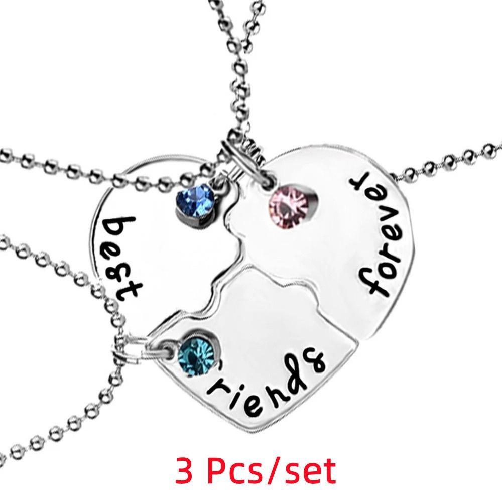 3/4 Pcs/Set Best Friends Pendant Necklace for Women Avocado Lover Broken Heart Clavicle Chain BFF Best Friends Jewelry Gifts
