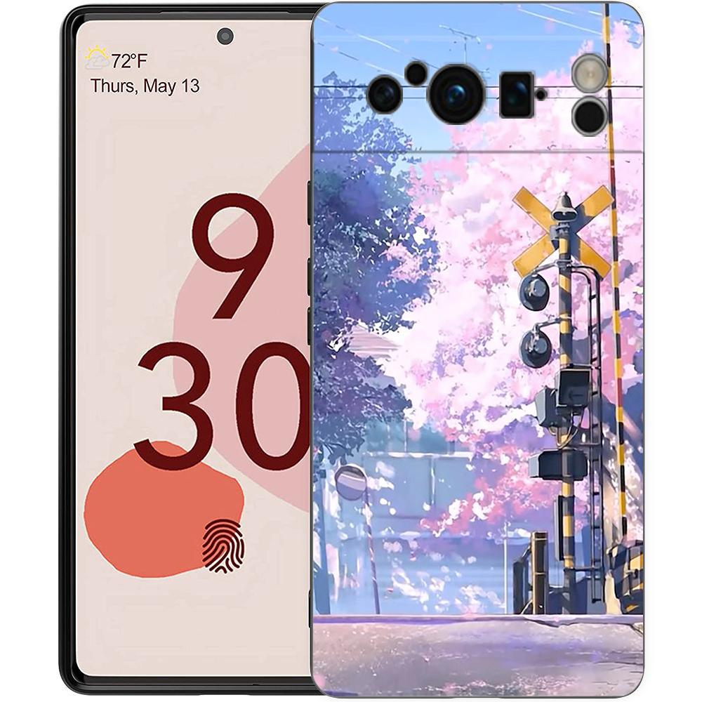 

Черный чехол для телефона с изображением вишни в японском стиле Traint Moun Fuji для Google Pixel 8 7 6 Pro 6A 5G, мягкий противоударный чехол из ТПУ Pixel 6