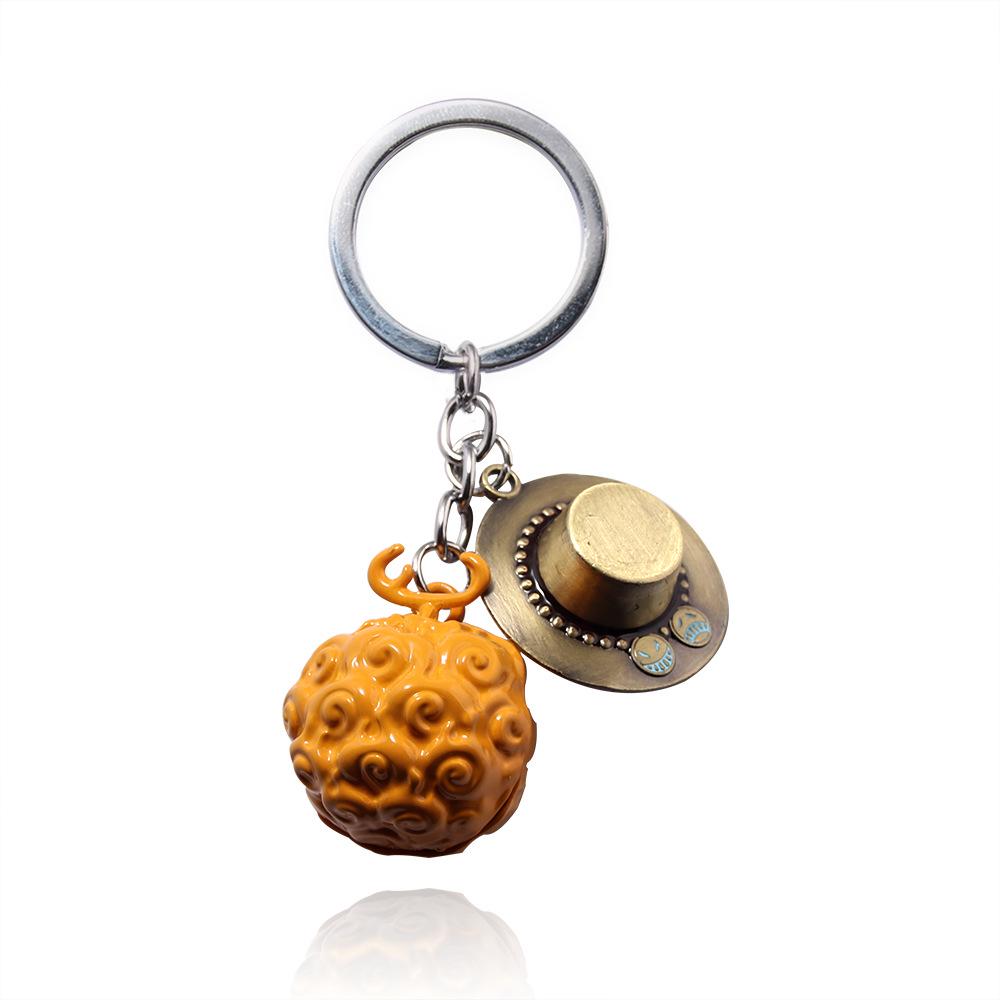 One Piece Devil Fruit Keychain & Zoro Metal Pendant Set