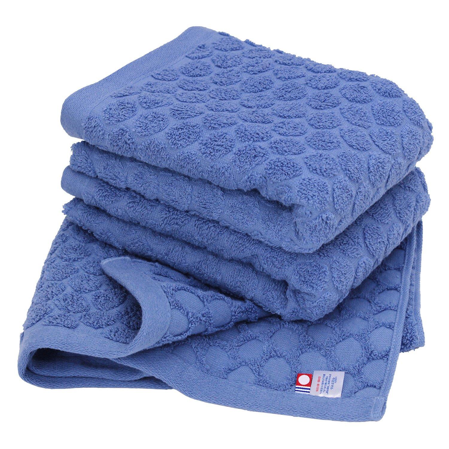 

Imabari Certified Face Towels, hiorie Dot Pattern, 3-Piece Set, Blue, Made in Japan, Jacquard, Imabari Brand, 100% Cotton, Polka Dot Pattern