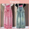 Adorable Girls Summer Outfits Loose Fit Denim Suspenders Set With Colorful T-shirt