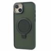 For iPhone 15 Plus Skin-touch Phone Case Kickstand Design TPU+PC+Magnet+Metal Shell Compatible with MagSafe