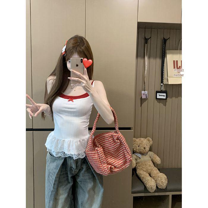 

Женская летняя майка-камезоль из двух частей с кружевной отделкой и бантом - Элегантное нижнее белье и верхняя одежда X-Large белый